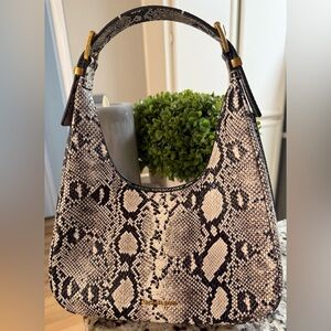 KORS Michael Kors Black and Cream Snakeskin Shoulder Bag